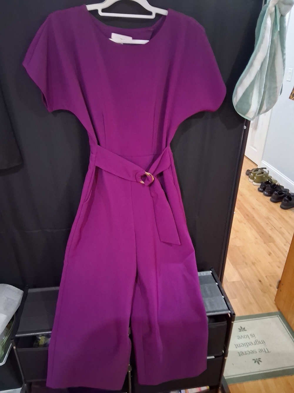 june & hudson Violet Belted Wide-Leg Jumpsuit